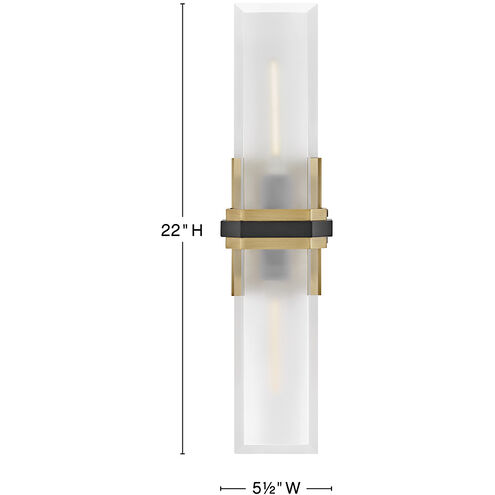 Kipton 2 Light 5.5 inch Heritage Brass with Black Bath Light Wall Light