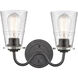 Scarlett LED 14 inch Matte Black Bath Vanity Light Wall Light in Seedy Glass