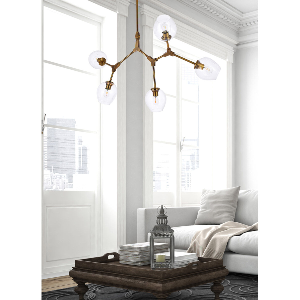 Cavoli 5 Light 43 inch Brass Chandelier Ceiling Light