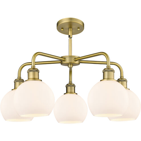 Athens 5 Light 24 inch Brushed Brass Chandelier Ceiling Light in Matte White