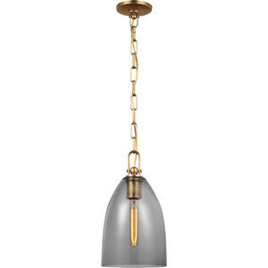 Chapman & Myers Andros LED 8.5 inch Antique-Burnished Brass Pendant Ceiling Light in Smoked Glass, Medium