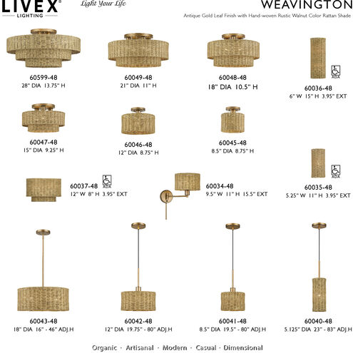 Weavington 15.5 inch 40.00 watt Antique Gold Leaf Swing Arm Wall Lamp Wall Light