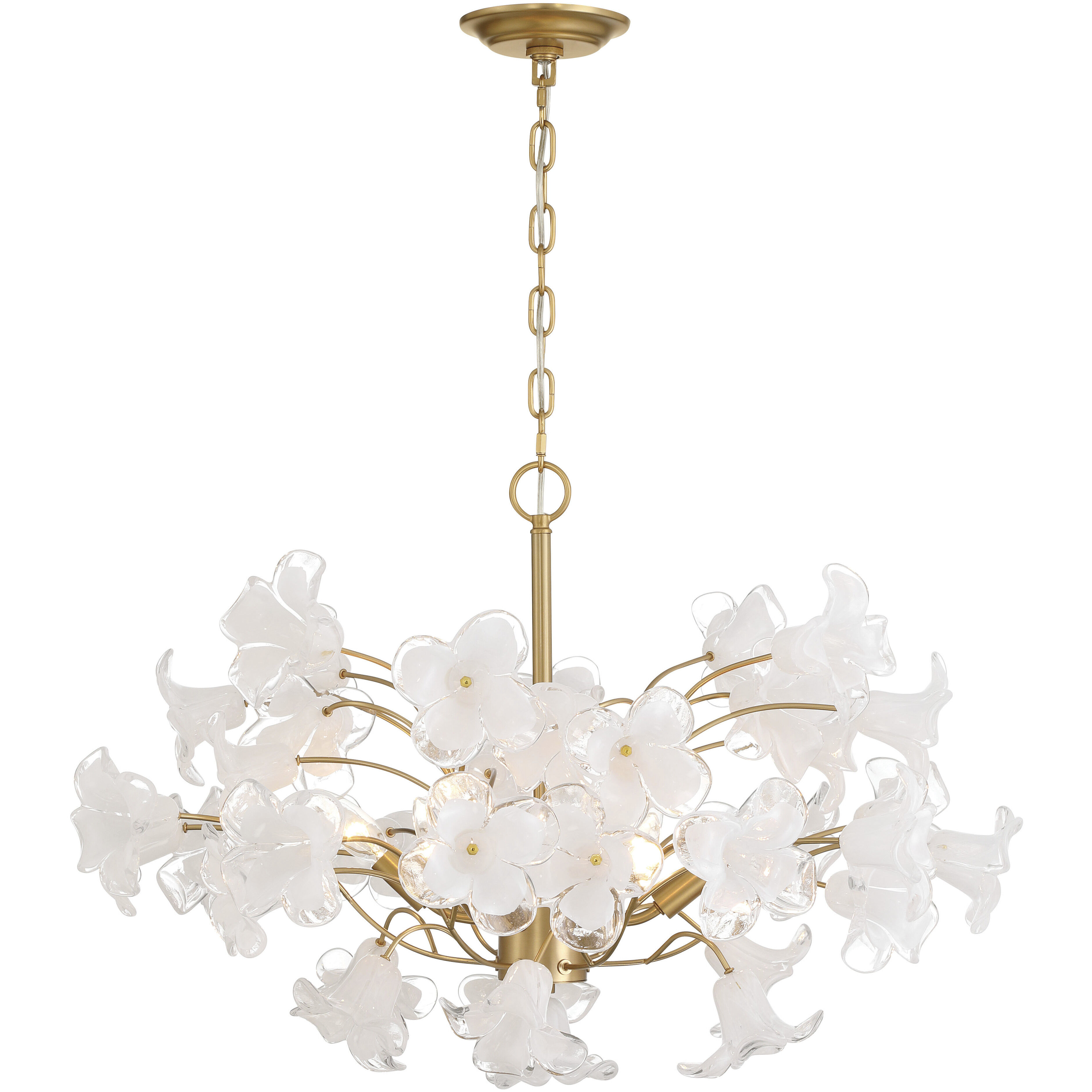 Bloome 6 Light 29 inch Legacy Brass Chandelier Ceiling Light in Clear Handmade Glass