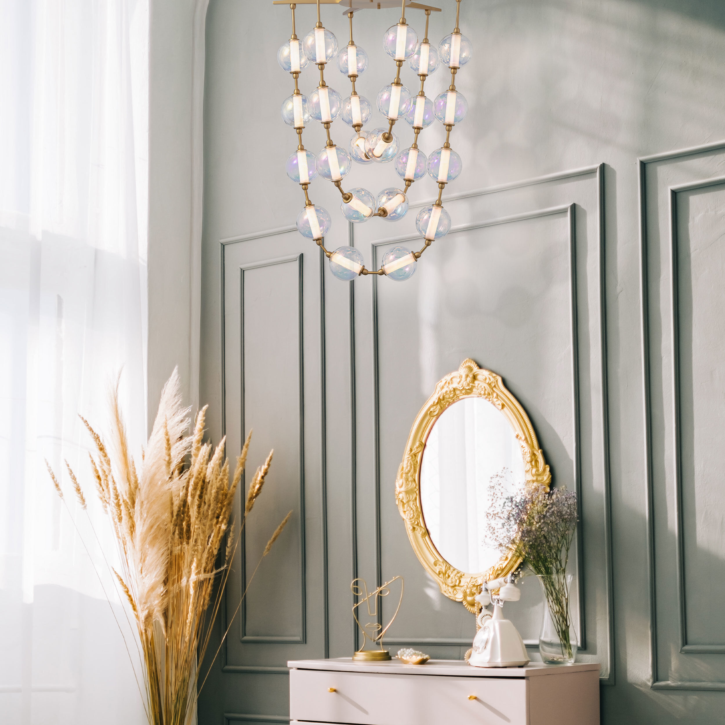 Pearla Pendant Ceiling Light in Brushed Champagne Brass