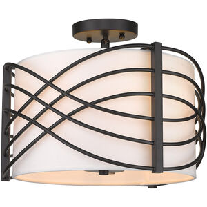 Zara 3 Light 14.38 inch Matte Black Semi-flush Ceiling Light