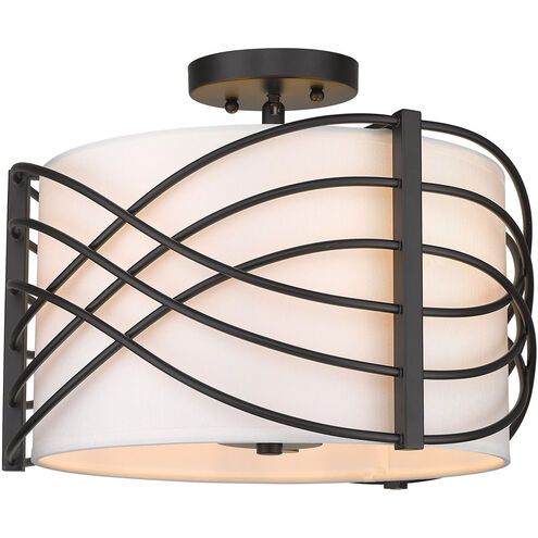 Zara 3 Light 14 inch Matte Black Semi-flush Ceiling Light