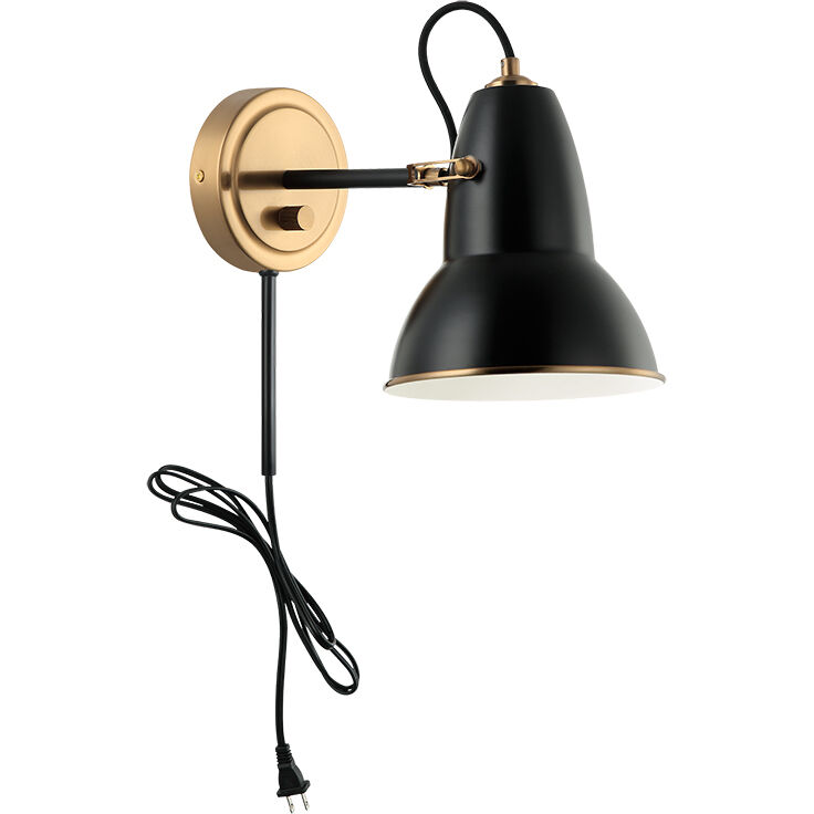 Buzz Wall Sconce Wall Light in Aged Gold Brass and Black