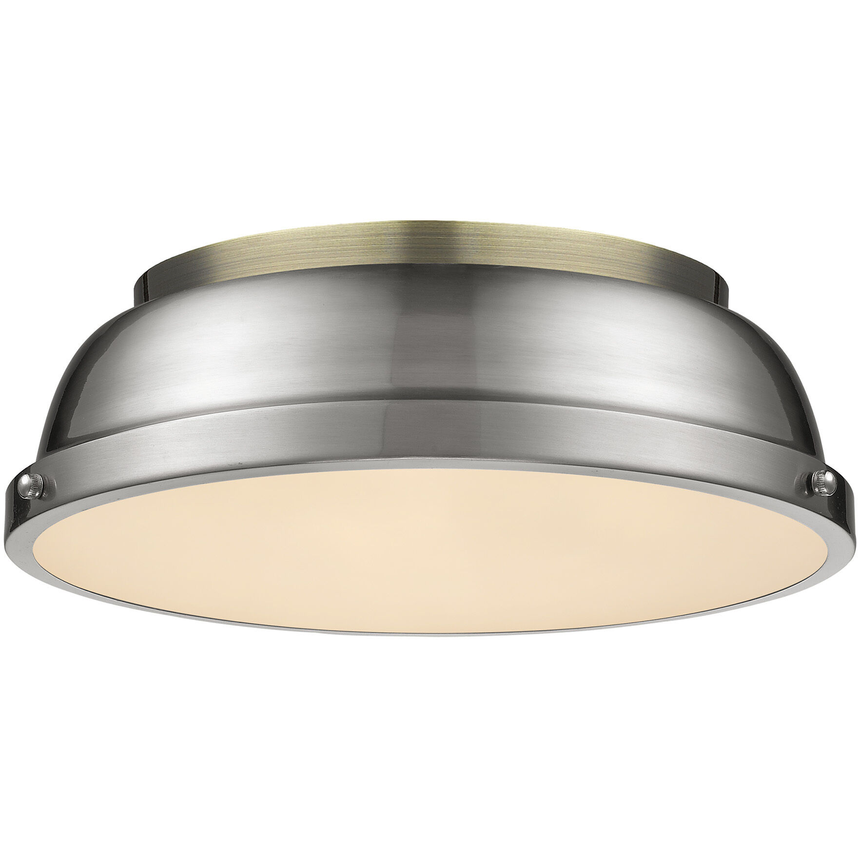 Yep Duncan 2 Light 14 inch Aged Brass Flush Mount Ceiling Light in Pewter, Damp