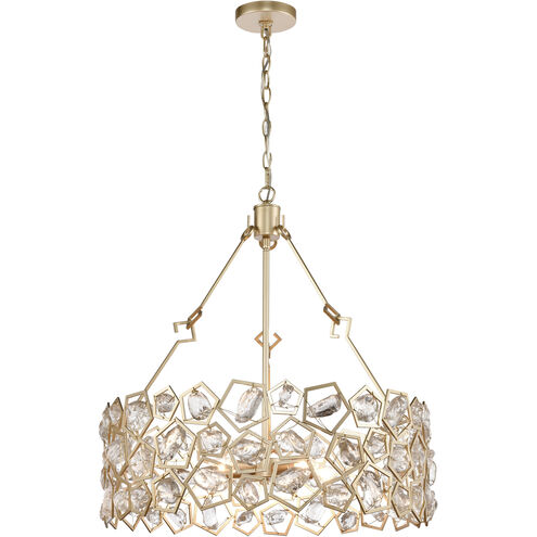 Levana 5 Light 24 inch Antique Gold with Clear Pendant Ceiling Light