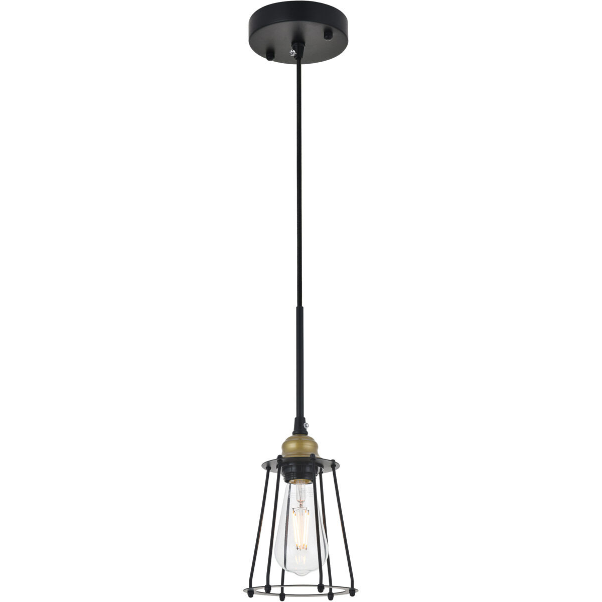 Auspice 1 Light 5.3 inch Brass and Black Pendant Ceiling Light
