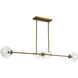 Cassia 4 Light 13.38 inch Aged Brass Linear Pendant Ceiling Light in Clear Glass