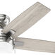 Anisten 44 inch Brushed Nickel with Matte Nickel/Light Grey Oak Blades Ceiling Fan