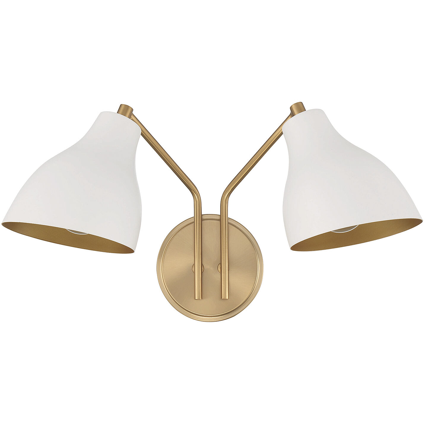 Modern 2 Light 17.5 inch White with Natural Brass Wall Sconce Wall Light