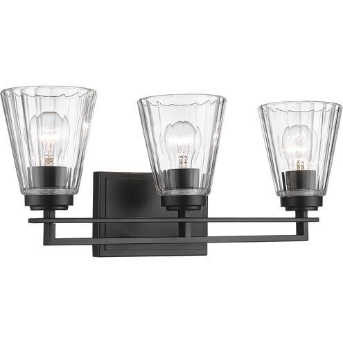 Lyna 3 Light 22 inch Matte Black Vanity Wall Light