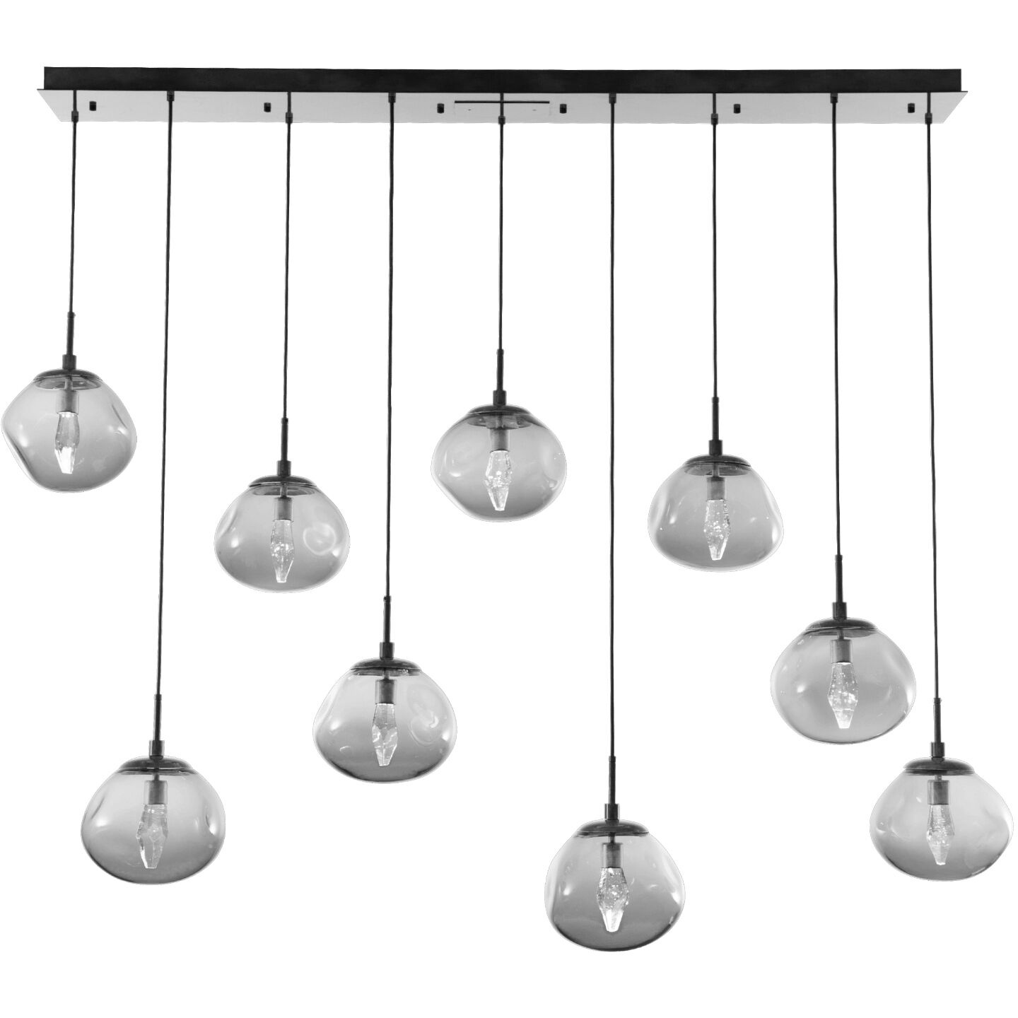 Nova LED LED Beige Silver Linear Pendant Ceiling Light in 3000K LED, Metallic Beige Silver, Floret Inner - Clear Outer, Multi-Port