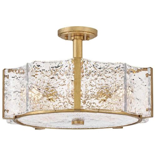 Florian 5 Light 20.25 inch Distressed Brass Semi-flush Mount Ceiling Light