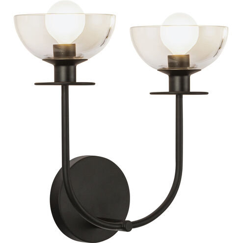 Alora Mood Sylvia 2 Light 12 inch Matte Black Bath Vanity Light Wall Light