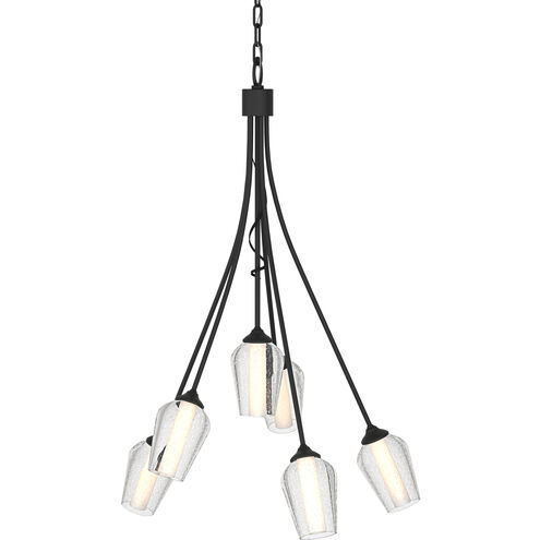 Flora 6 Light 23.1 inch Black Chandelier Ceiling Light in Seeded with Opal