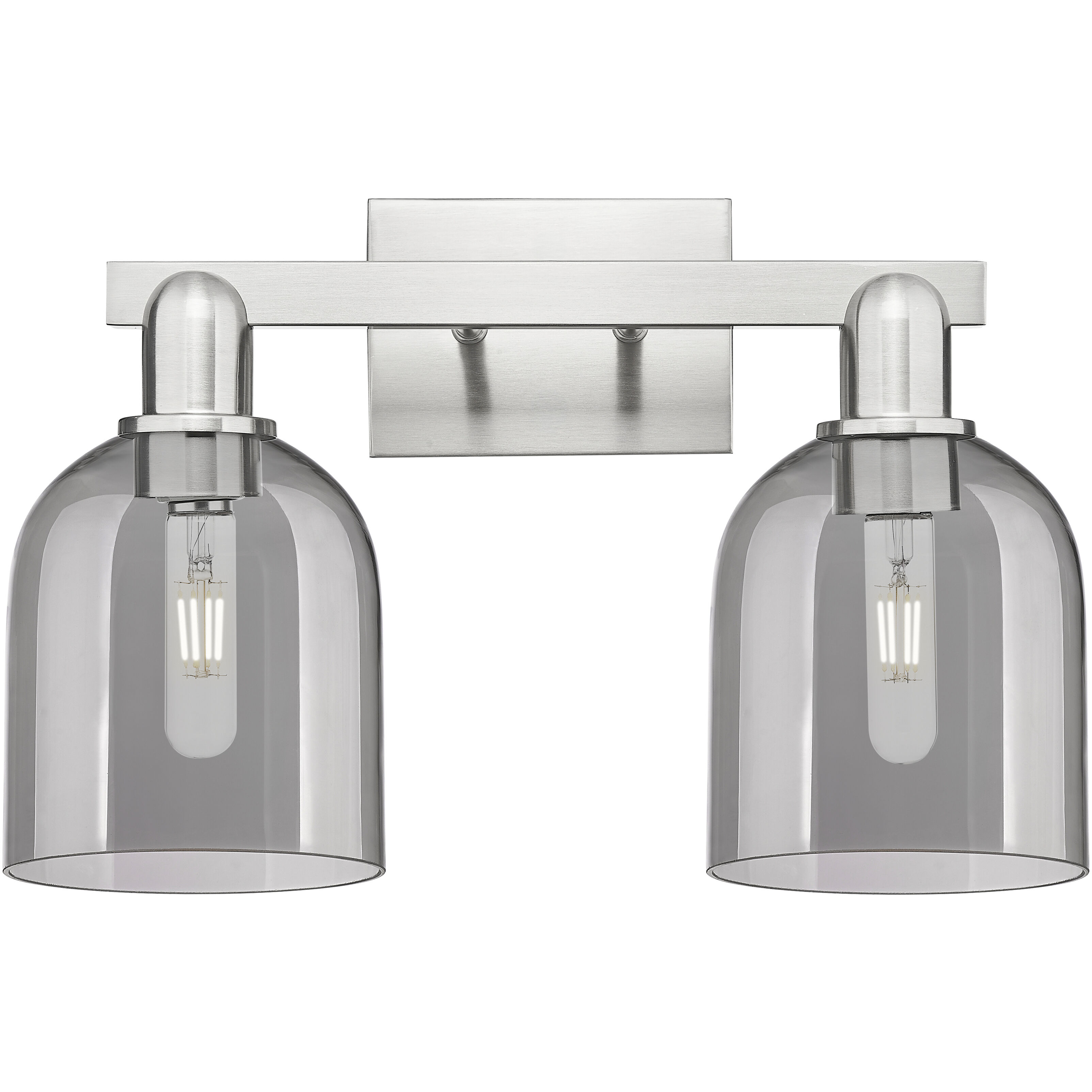 Arcadia Bella 2 Light 16.5 inch Brushed Satin Nickel Bath Vanity Light Wall Light in Light Smoke Glass