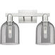 Arcadia Bella 2 Light 16.5 inch Brushed Satin Nickel Bath Vanity Light Wall Light in Light Smoke Glass