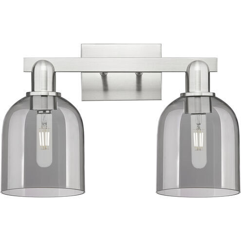 Arcadia Bella 2 Light 16.5 inch Brushed Satin Nickel Bath Vanity Light Wall Light in Light Smoke Glass