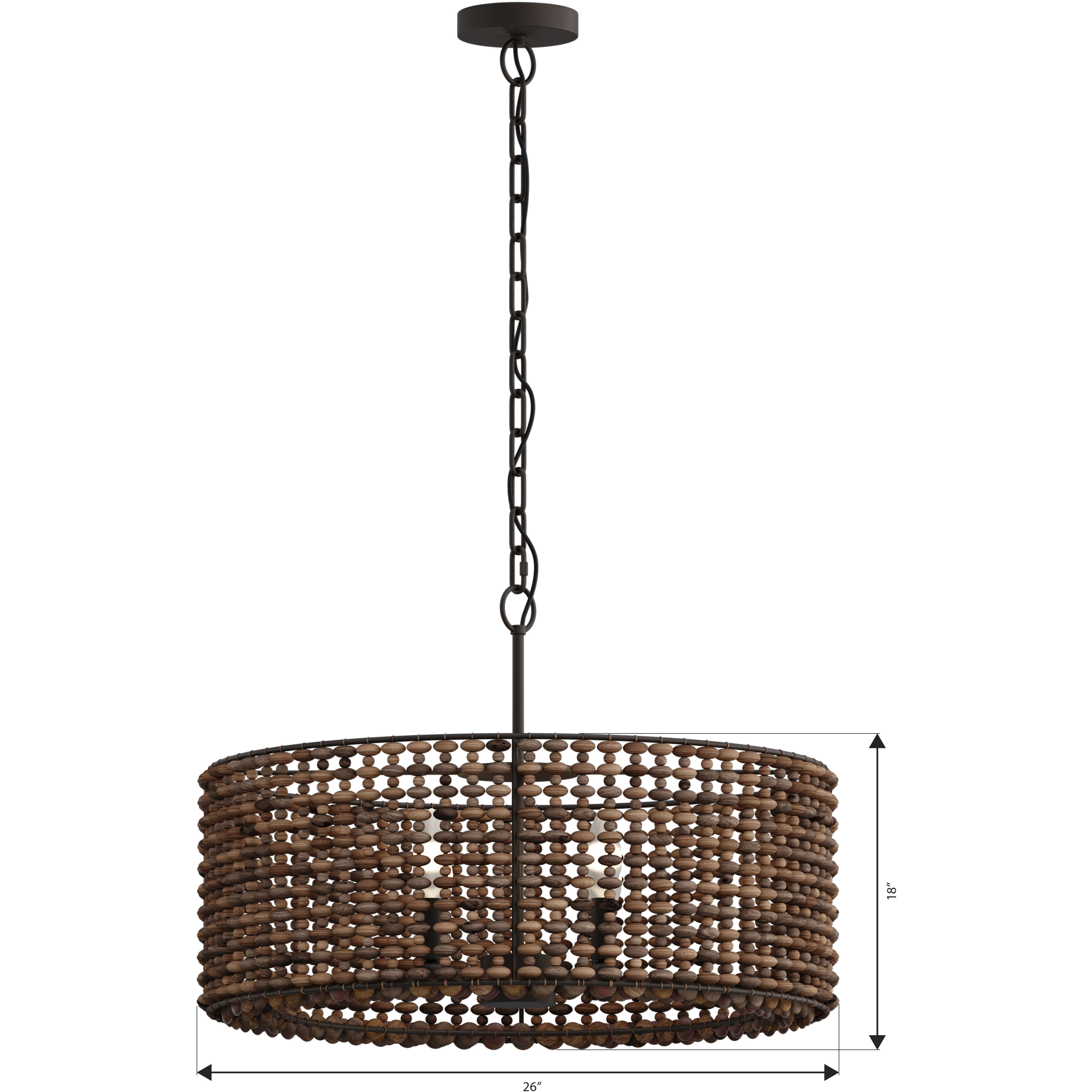 Beaudelle 4 Light 26 inch Dark Bronze Pendant Ceiling Light