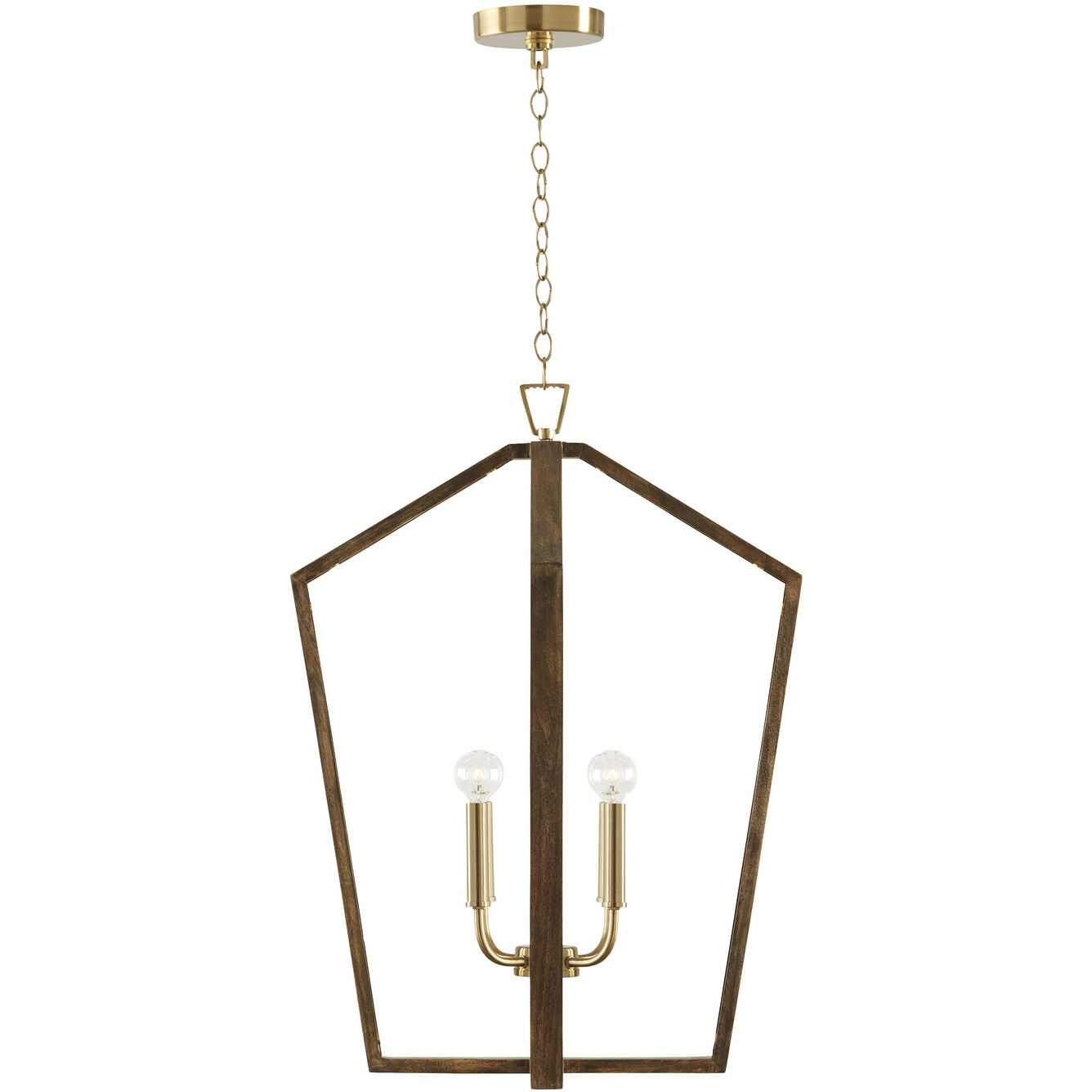 Maren 4 Light 20 inch Nordic Wood and Matte Brass Pendant Ceiling Light