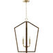 Maren 4 Light 20 inch Nordic Wood and Matte Brass Pendant Ceiling Light