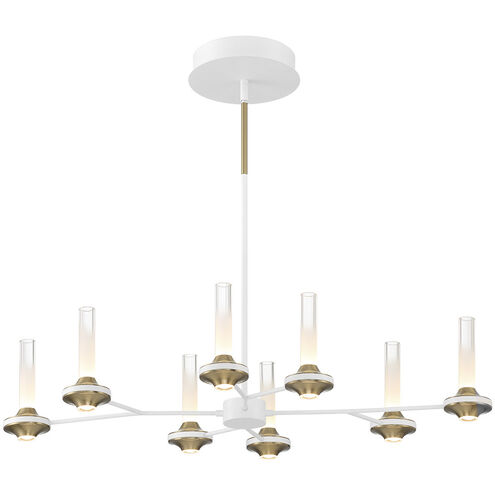 Torcia LED 22.75 inch White and Brass Chandelier Ceiling Light