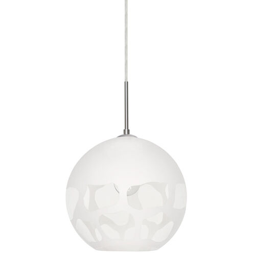 Rocky 1 Light 10 inch Satin Nickel Cord Pendant Ceiling Light in White Glass, Incandescent