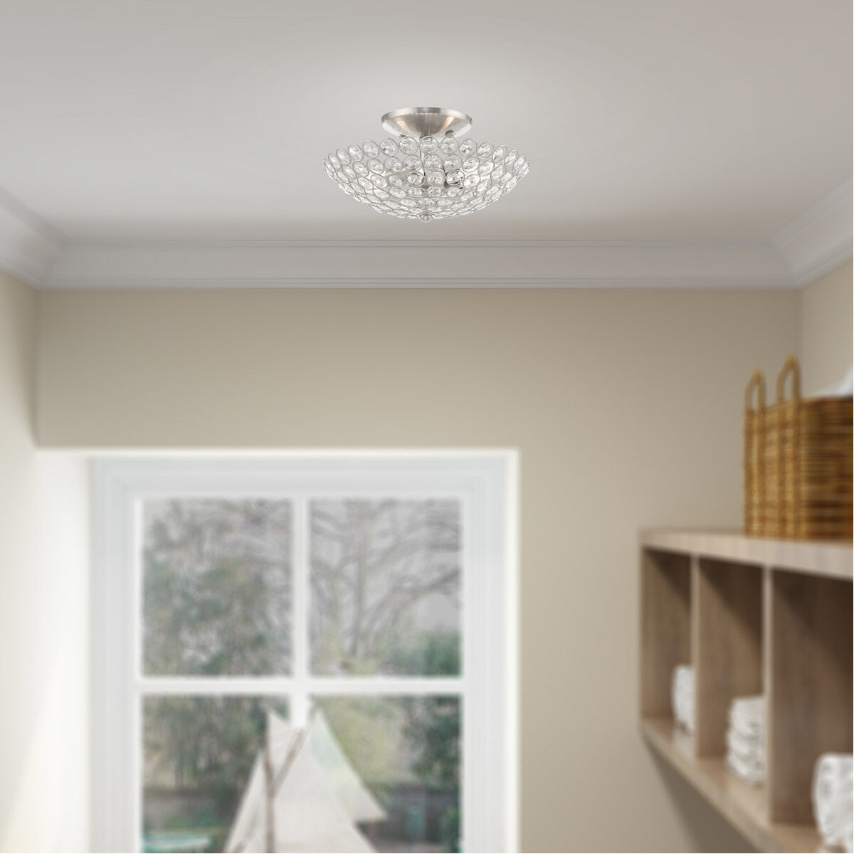 Cassandra 2 Light 11 inch Brushed Nickel Pendant Ceiling Light