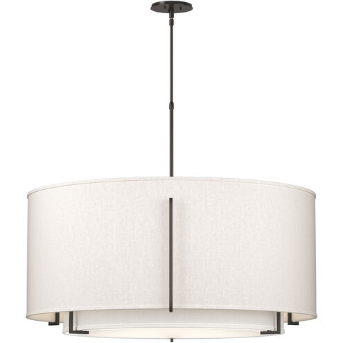 Exos Double Shade 3 Light 31.3 inch White Large Scale Pendant Ceiling Light in Natural Anna/Flax