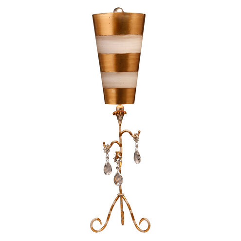 Tivoli 38 inch 60.00 watt Cream And Gold With Teardrop Crystals Table Lamp Portable Light, Flambeau