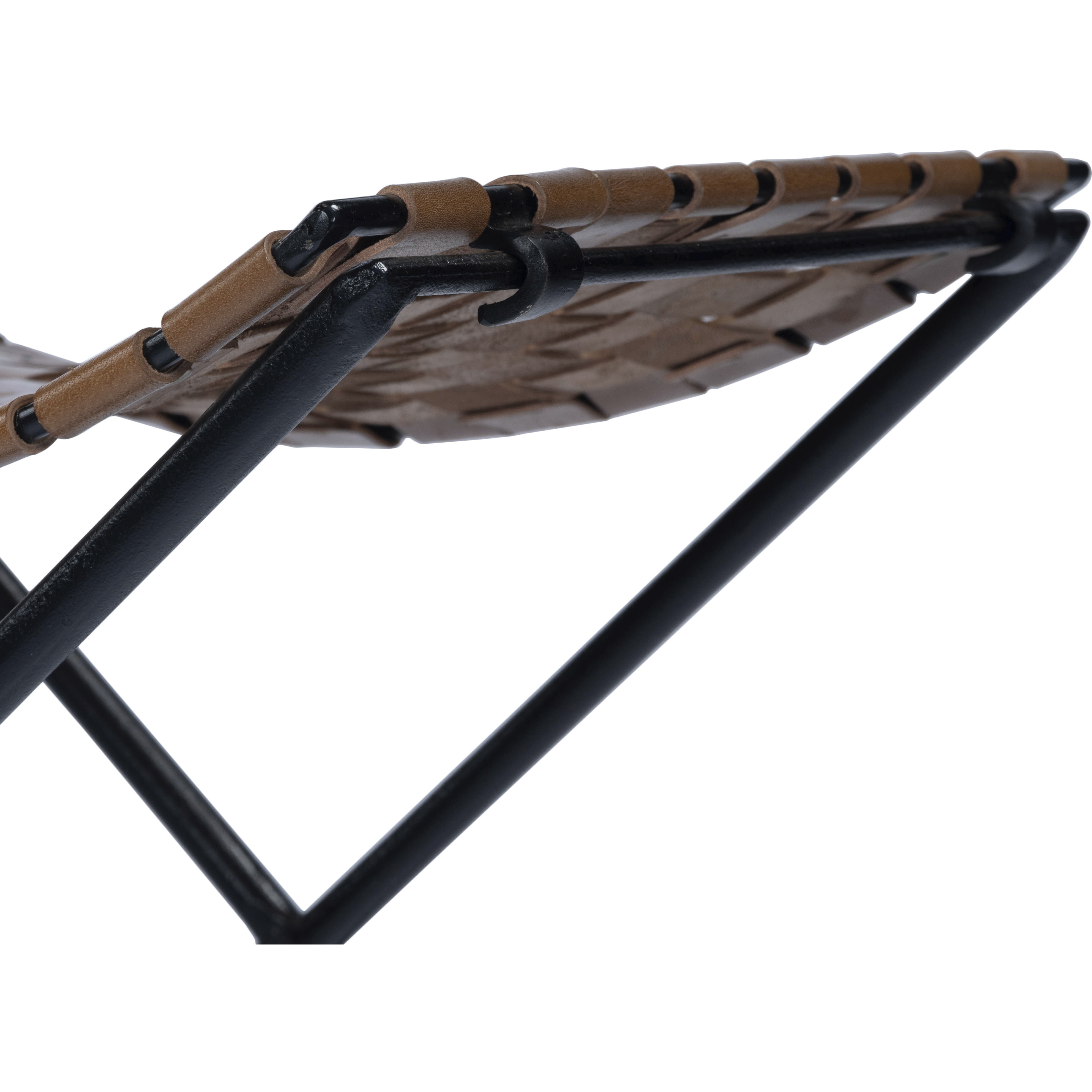 Karma Brown Woven Leather Ottoman or Stool