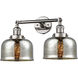 Franklin Restoration Large Bell LED 8 inch Polished Nickel Bath Vanity Light Wall Light in Silver Plated Mercury Glass, Franklin Restoration