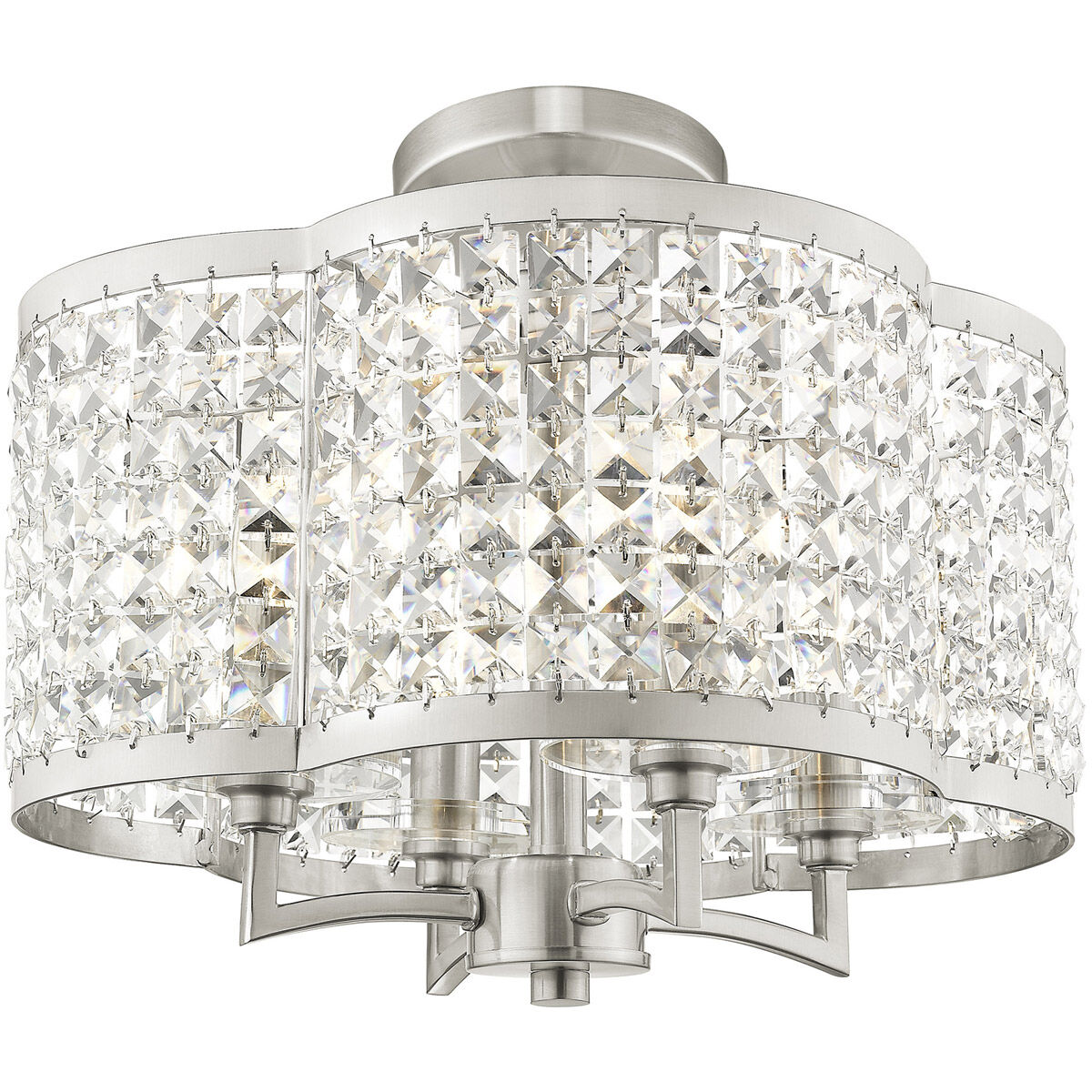 Grammercy 4 Light 14 inch Brushed Nickel Convertible Mini Chandelier/Ceiling Mount Ceiling Light
