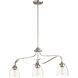 Jardin 3 Light 33 inch Satin Nickel Island Light Ceiling Light in Clear Seeded