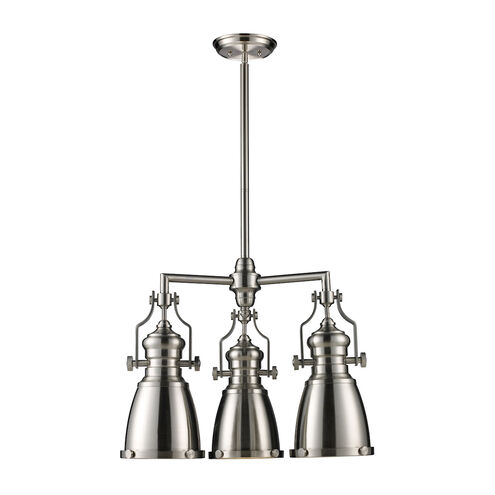 Pittsburgh 3 Light 22 inch Satin Nickel with White Chandelier Ceiling Light