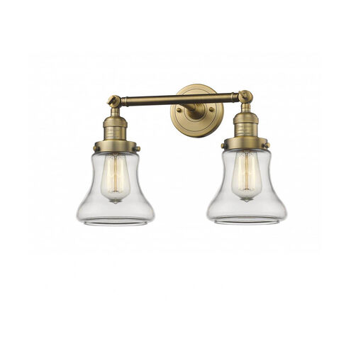 Franklin Restoration Bellmont 2 Light 17 inch Brushed Brass Bath Vanity Light Wall Light in Clear Glass, Franklin Restoration