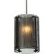 Textured Glass LED 12.4 inch Flat Bronze Pendant Ceiling Light in 3000K LED, Smoke Granite, Oversized