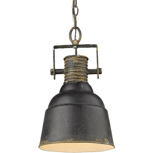 Quarry 1 Light 9 inch Antique Black Iron Pendant Ceiling Light