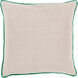 Linen Piped 20 inch Grass Green, Ivory Pillow Kit
