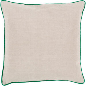 Linen Piped 20 inch Grass Green, Ivory Pillow Kit