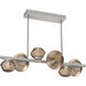 Mesa LED Beige Silver Linear Multi-Pendant Ceiling Light in 3000K LED, Bronze, Twisted Branch