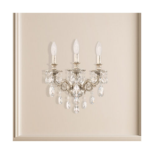 Milano 3 Light 9 inch Antique Silver Wall Sconce Wall Light in Cast Antique Silver, Milano Spectra