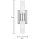 Keaton 2 Light 5 inch Brushed Nickel Bath Vanity Wall Light in Satin Etched Glass