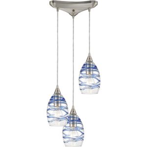 Vines 3 Light 12 inch Satin Nickel Mini Pendant Ceiling Light