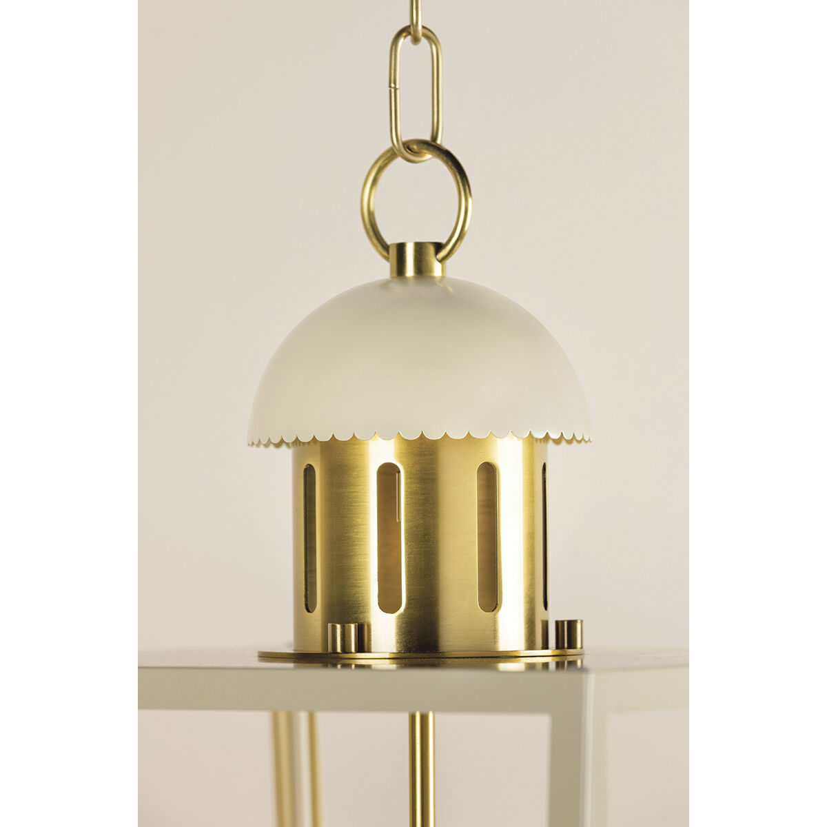 June 4 Light 12 inch Aged Brass and Soft Cream Indoor Lantern Pendant Ceiling Light