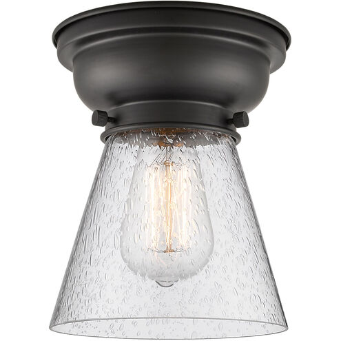 Aditi Small Cone LED 6 inch Antique Copper Flush Mount Ceiling Light in Plated Smoke Glass, Aditi