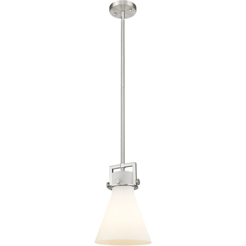 Newton Cone 1 Light 8 inch Satin Nickel Mini Pendant Ceiling Light in Matte White Glass